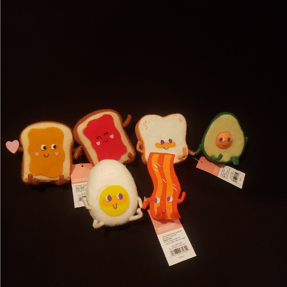 x3 Felt Figural Valentine's Day Peanut Butter Jelly Toast, Toast and Avocado & E